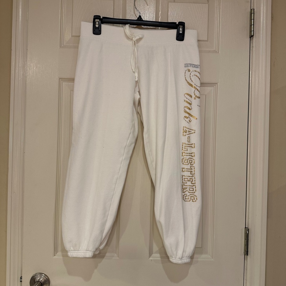 Victoria's Secret PINK White Rhinestone A-Listers Jogger Sweatpants XS